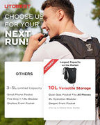 UTOBEST Upgrade Running Hydration Vest 10L, Running Backpack for Women Men Multi-Functional Storage, Adjustable Water Vest for Trail Marathon Race Jogging Cycling
