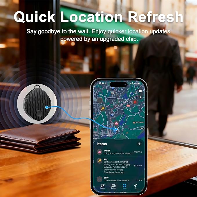 Air Tracker Tags-4 Pack, Bluetooth Air Tracker Compatible with Apple Find My Network (iOS Only), Smart Tag Item Finder for Keys, Wallet, Luggage, Backpack - Fast Location Updates, Black