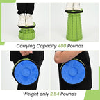 2 Pack Upgraded Collapsible Stool with Cushion, Thickened Retractable Folding Stool Max Load Capacity 400lbs, Portable Telescoping Stools for Camping Fishing Outdoor Hiking BBQ -Green