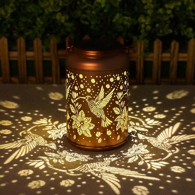 Gifts for Women Men Mom, Hummingbird Solar Lights Outdoor Waterproof, Mothers Day Gifts Decoration Outside for Outdoor, Yard, Lawn, Balcony Garden Decor Solar Lantern