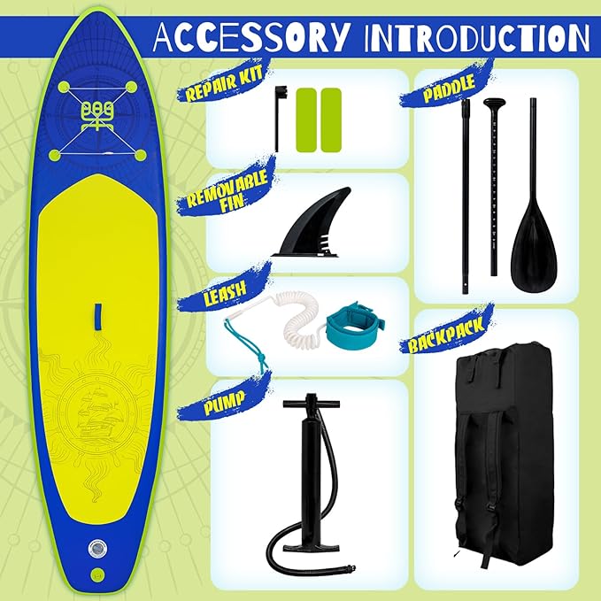 FunWater Inflatable Stand Up Paddle Board with Premium SUP Paddleboard Accessories, Anti-Slip EVA Deck, 11'/10'6'' Paddle Boards for Adults & Youth of All Skill Levels