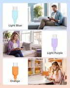 Cable Matters 3-Pack Short USB A to USB C Cable 1ft in Orange Blue Purple, Support Apple CarPlay, Android Auto, USBA to USBC Charging Cable for iPhone 16/15 Pro Max Plus, Galaxy S23