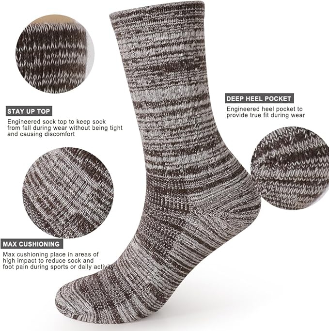 EnerWear 4 Pack Women's Merino Wool Outdoor Hiking Trail Crew Sock