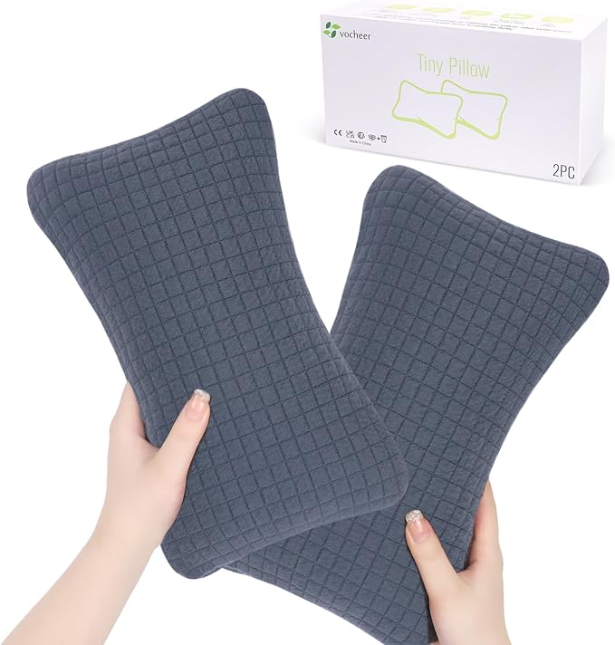 vocheer 11x7in Mini Travel Pillow, Small Pillows for Sleeping, Tiny Pillows for Neck, Wrist, Lumbar and Knee, Pets Pillow, Cotton, Cover Removable, Machine Washable (Navy Blue-2PC)
