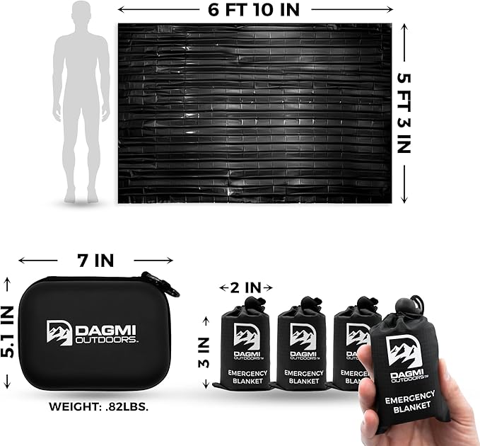 Emergency Mylar Thermal Blanket 4 Pack. Space Blankets for Survival Kits & Extreme Cold Weather - NASA Designed - Perfect for Camping Survival, Bug Out Bag, Hiking, Car Survival