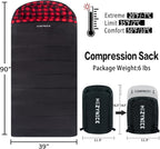 0 Degree Sleeping Bag 100% Cotton Flannel XXL for Adults Big and Tall Cold Weather Winter Zero Degree Camping,Free Compression Sack