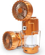 Camping Lanterns with Fan,Solar Camping Fan Charging for Phone, Rechargeable LED Lanterns Camping Fans for Tents Power Outage Hurricanes Camping Gear(Gold)