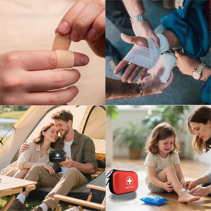 First Aid Kit 196 Piece Waterproof Hard Shell Eva Portable Survival Kit for Home, Camping, Cars, Hiking, Travel, Outdoor, Adventure Emergency Medical Kits (Black)