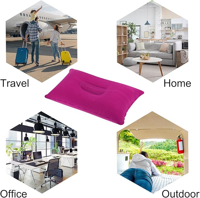 PATIKIL Inflatable Pillow, 2 Pack Squared Ultralight Camping Travel Pillow Desk Rest Neck Support for Hiking Backpacking Office, Pink