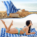 Redbaker 16 Packs 72 x 36 Inches Oversized Vertical Stripe Beach Towel Bulk Extra Large Pool Towels Set Microfiber Quick Dry Swim Towel Blanket for Women Men Adult Bath Travel(Blue)