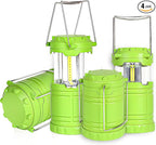 4-Pack LED Green Camping Lanterns, Portable Camping Lights, Outdoor Handled Lamps, Essential Emergency Lights for Power Outages, Hiking, Hurricane