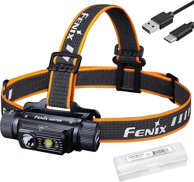 Fenix HM70R Headlamp, 1600 Lumen USB-C Rechargeable with White, High CRI and Red Beams and Lumentac Organizer
