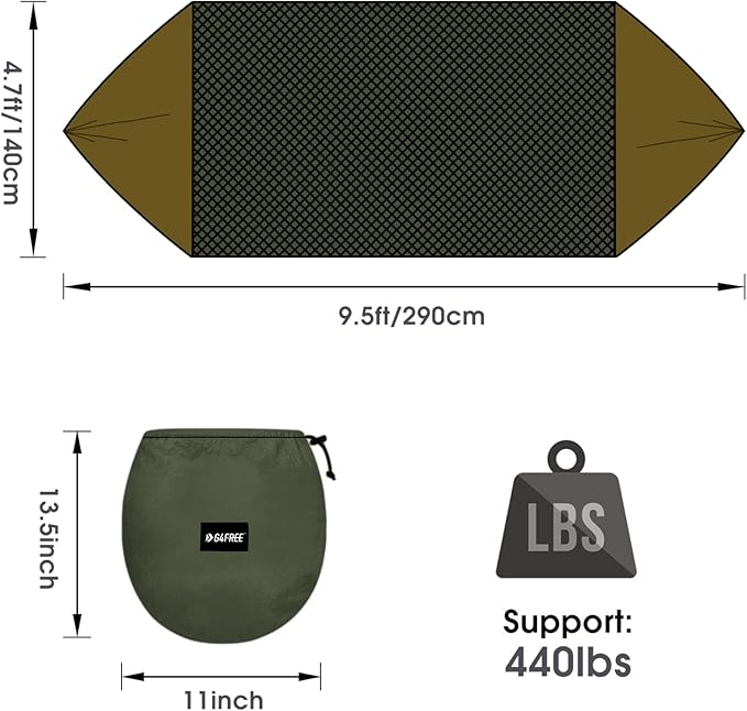 G4Free Large Camping Hammock with Mosquito Net 2 Person Pop-up Parachute Lightweight Hanging Hammocks Tree Straps Swing Bed for Outdoor Backpacking Backyard Hiking