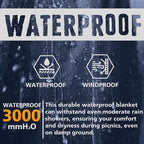 AlphaBeing Waterproof Outdoor Blanket with Merino Wool, Extra Thick Warm, Windproof, Packable Stadium Blankets for Cold Weather, Camping Gift, Pet, Car, Picnic, Concerts, 79" x 59", Navy