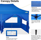 COBIZI 10x20 Pop up Canopy Tent 10x20 Canopy with 6 Sidewalls Waterproof Heavy Duty Commercial Canopy Tent for Parties Outdoor Garden Gazebo, Carry Bag with Wheel(10x20ft, Blue)
