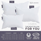 Lincove Cloud Natural Canadian Down and Waterfowl Feather Pillow, White Luxury Sleeping Pillow - 625 Fill Power, 500 Thread Count Cotton Shell, Made in Canada, Standard - Soft, 1 Pack