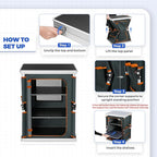 EAGLE PEAK Outdoor Folding Camping Table with Large 3-Tier Storage Organizer and Side Pockets, Easy Set Up Portable Aluminum Camping Kitchen, Gray