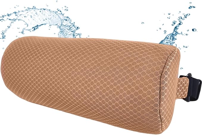 REEZEIVI 1Pack Headrest Pillow for Patio Chaise Lounge,Chaise Lounge Pillows Outdoor 3D air mesh with Elastic Band,Quick Drying and Washable Spa Pillow for Recliner,Beach Chair,Office Chair,Brown