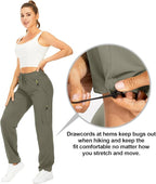 Womens Hiking Pants Quick Dry UPF 50 Lightweight Travel Golf Cargo Safari Pants Zipper Pockets
