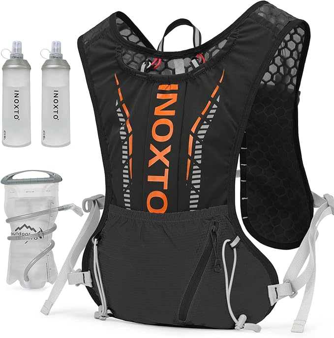 INOXTO Hydration Vest Backpack,Lightweight Water Running Vest Pack with 1.5L Water Bladder Bag Daypack for Hiking Trail Running Cycling Race Marathon for Women Men