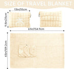Travel Blanket and Pillow-2-in-1, Ultra-Soft&Compact, One-Piece Airplane Blanket with Hand Luggage Belt and Backpack Clip,Travelers Accessories Gifts, 61x43 Inches(White)