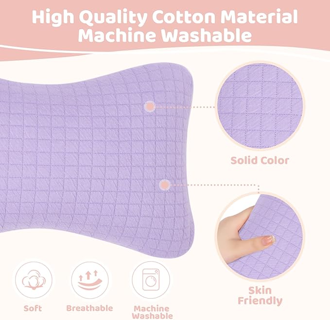 vocheer 11x7in Mini Travel Pillow, Small Pillows for Sleeping, Tiny Pillows for Neck, Wrist, Lumbar and Knee, Pets Pillow, Cotton, Cover Removable, Machine Washable (Purple-2PC)