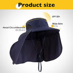 Fishing Hat for Men&Women,Outdoor UV Waterproof Wide Brim Bucket Hat,UPF50+ Sun Hat with Neck Flap