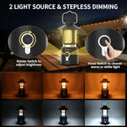 Retro Classic LED Camping Lantern, Rechargeable Stepless Dimming Vintage Lantern, 3 Light Modes (2000K-6500K), 8000mAh Power Bank, Bright Hanging Tent Light for Indoor & Outdoor, Hiking, Camp