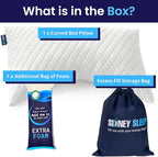 Sidney Sleep Pillow for Side and Back Sleepers - Comfort for Neck and Shoulder Pain - Adjustable Contour Fill - Queen Size - Extra Fill Included (White)