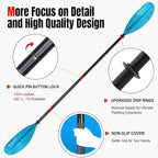 Kayak Paddles with Alloy Shaft and PP Blade, Floating Kayaking Oars, Adjustable 230-250 cm/90-98 Inches, 210-230 cm/82-90 Inches