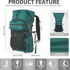 Hiking Backpack for Men and Women, 30L Waterproof Camping Backpack with 3L Water Bladder and Rain Cover, Lightweight Outdoor Sport Travel Daypack Rucksack for Climbing Cycling (Dark green)