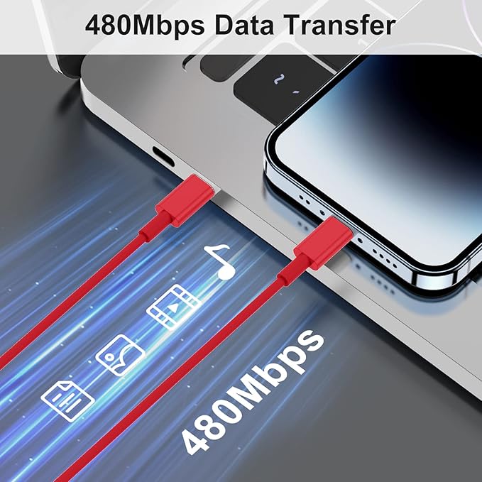 2Pack Red Fast Charger Cable 10ft [Apple MFi Certified], USB Type C to Lightning Cable 10 Foot for Apple iPhone 14/13 /12 Pro XR XS Max X 8 Plu