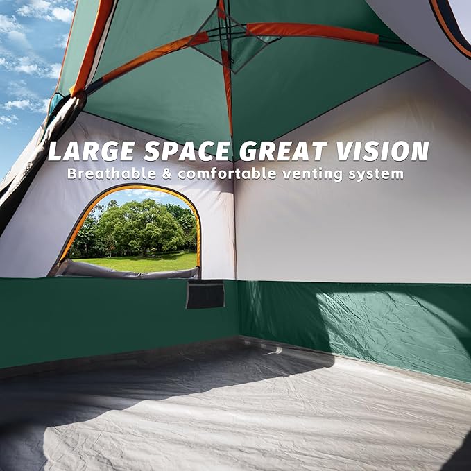 UNP 2/4/6/8 Person Tent, Portable Cabin Tent, Camping Tent 4-Person Easy Set Up, Waterproof with Top Rainfly for Outdoor Camping/Hiking