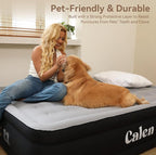 Calen Armor Tech Queen Air Mattress with Built in Pump,18”Luxury Inflatable Mattress with Six Side Protective layer Topper for Camping,Home, Fast Inflation/Deflation Airbed Waterproof Blow up Mattress