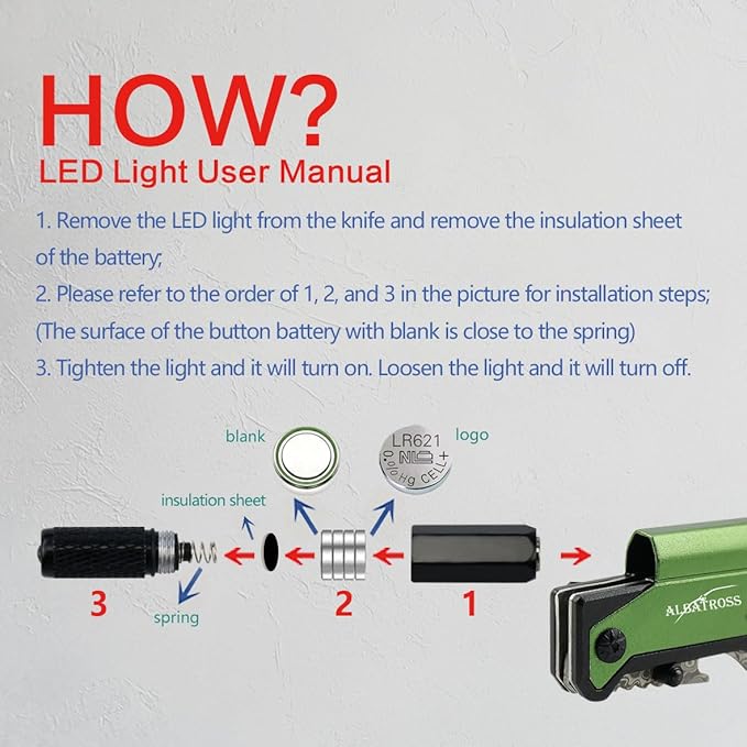 ALBATROSS 7-in-1 Damascus Folding Knife - Glass Breaker/Seatbelt Cutter/Flashlight/Fire Starter, Military Rescue Tool with Carrying Bag - FK01-DA-GN (Green)