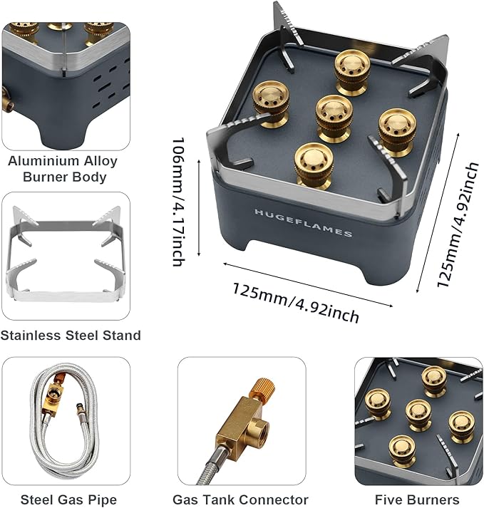 Portable Camping Stove, Powerful Gas Stove, Propane Camp Stove with Carrying Case, 30,000 BTU Small Propane Stove, Gas Burners for Cooking Outdoor Hiking Picnic BBQ