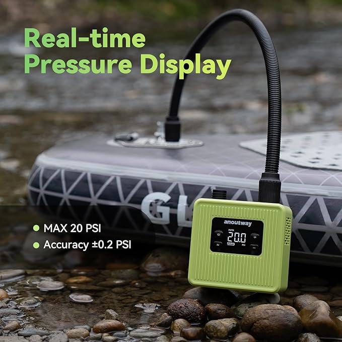 20PSI High Pressure Smart SUP Air Pump, 2025 New Rechargeable Battery-Powered, Intelligent Dual Stage Inflation & Deflation,Auto-Off for Stand Up Paddle Boards,Surfing Kite, Tent