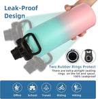 Volhoply Insulated Water Bottles Bulk 4 Pack, 40 oz Stainless Steel Double Walled Vacuum Travel Water Cups with Wide Mouth, Reusable Large Water jug with Paracord for Hiking(Green Pink,4 Set)