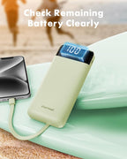 Charmast Portable Charger with Built in Cables, Power Bank with Cords Wires, Slim 10000mAh Travel Battery Pack 6 Outputs 3 Inputs 3A Fast Charging for Samsung Google Pixel LG Moto iPhone iPad