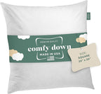 Decorative Throw Pillow Insert, Down and Feathers Fill, 100% Cotton Cover 233 Thread Count, Square Pillow Insert - Made in USA (20" x 20")