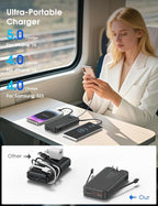 Portable Power Bank, 20000mAh 22.5W Fast Charging Phone Charger with Built-in Cables & Wall Plug, Travel Essential Battery Pack with LED Display, USB C Battery Charging Bank for iPhone, Samsung Black