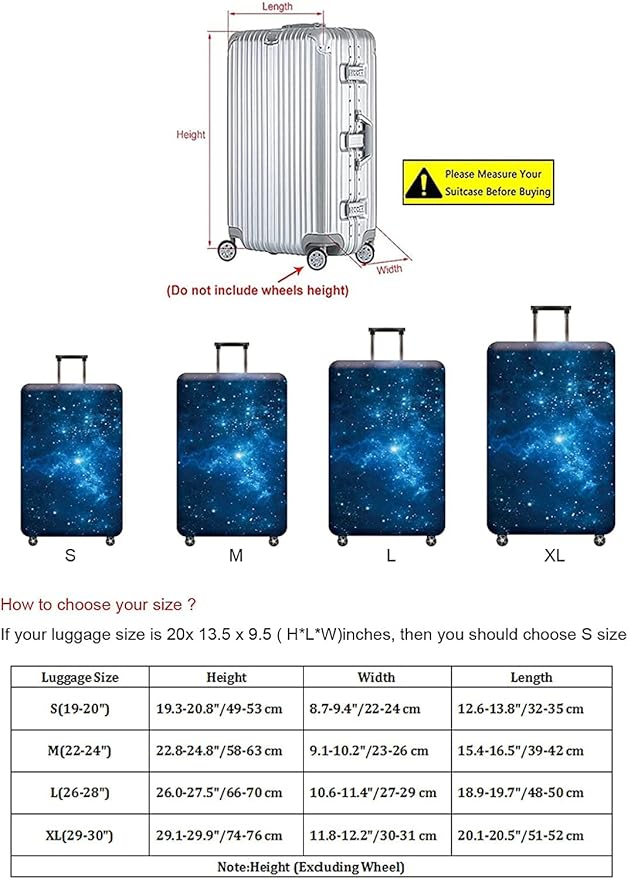 Luggage Cover,Washable Elastic Suitcase Cover Protector Galaxy, XL: Fit 29-30 Inch Luggage