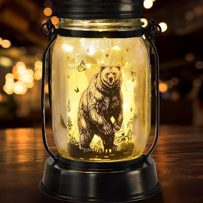 kyoryuger Bear Gifts for Women/Men Bear Lovers Solar Lantern Mom Birthday, Mothers Day, Solar Garden Decoration Outside for Yard, Patio,Backyard,Porch, Torches