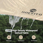 Camping Tarp with Poles & Retainer,15x12.5FT Large Waterproof 210D Oxford Cloth Camping Canopy, Anti-UV UPF100+ Tent Tarp Car Awning for Outdoor, Picnic, Hammock, Car, Backpacking (Khaki)