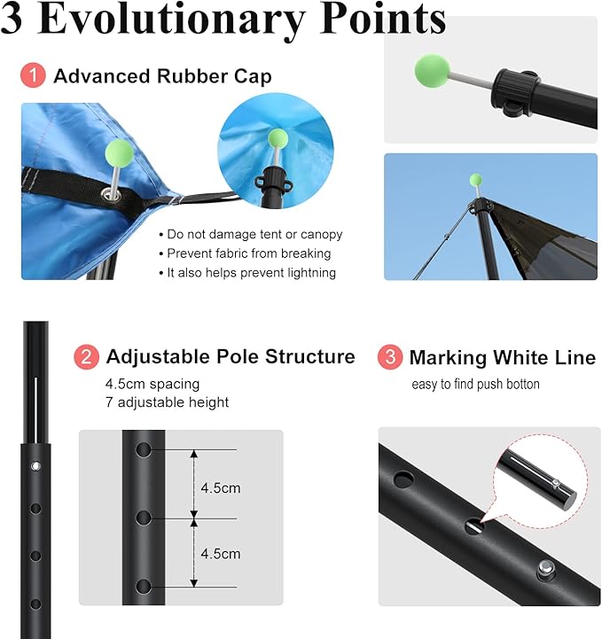 SAN LIKE Tarp Pole Camping Tent Poles Aluminum Telescopic Poles for Canopy Awning Shelter Backpacking Hiking 4/6 Section Easy Assembly Lightweight Adjustable from 50/29 in to 113.39/82.68 in (2 Set)