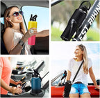 32OZ Insulated Water Bottle with Straw - Stainless Steel Water Bottle w/Carrier Pouch with Strap & Boot, Wide-Mouth Vacuum Insulated Bottle Fit in Car Bike Cup Holder
