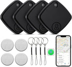 Tracker Tags-4 Pack, Bluetooth Tracker Work with Find My (iOS Only), Smart Trakcer Tag Key Finder and Item Locator with Lanyard, Tracker Tag for Keys, Luggage Replaceable Battery