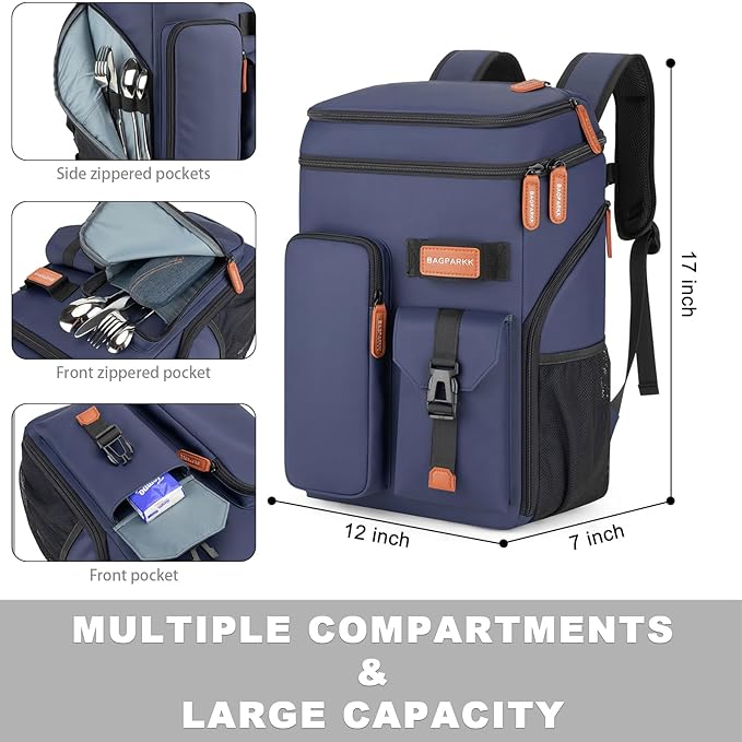 Insulated Cooler Backpack,33/45 Cans Multifunctional Double Deck Leakproof Cooler Bag with Sternum Strap,Large Capacity Lightweight Travel Camping Beach Backpack