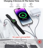 Temdan for Travel Essentials,3 in 2 USB C Cable for Apple Watch Charger/iPhone 17 Charger/Lightning,Multi Charging Cable Cord,Vacation Camping Essentials,Portable Designed for iWatch &iPhone 16-12-4FT