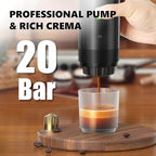Portable Espresso Coffee Maker Rechargeable Self Heating Machine For Travel Car 3 in 1 Ground Coffee and NS Capsules 20 Bar Pressure Smart LED Display Camping Office Home Car RV Travel USB C (GREEN)